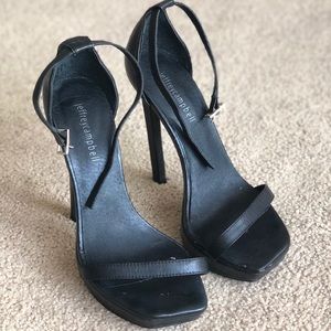 Jeffrey Campbell 5” stilettos, leather, black, size 7.5